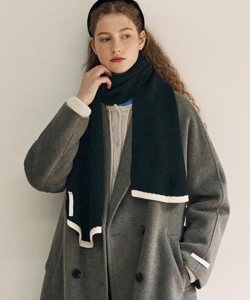 Deuloupisumeon Line Flare Ribbed Knit Scarf [Endless Blue]