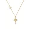 Full Diamond Rotatable Crown Cross with 26 Letter Copper Gold Plated Jewelry Accessory Necklace