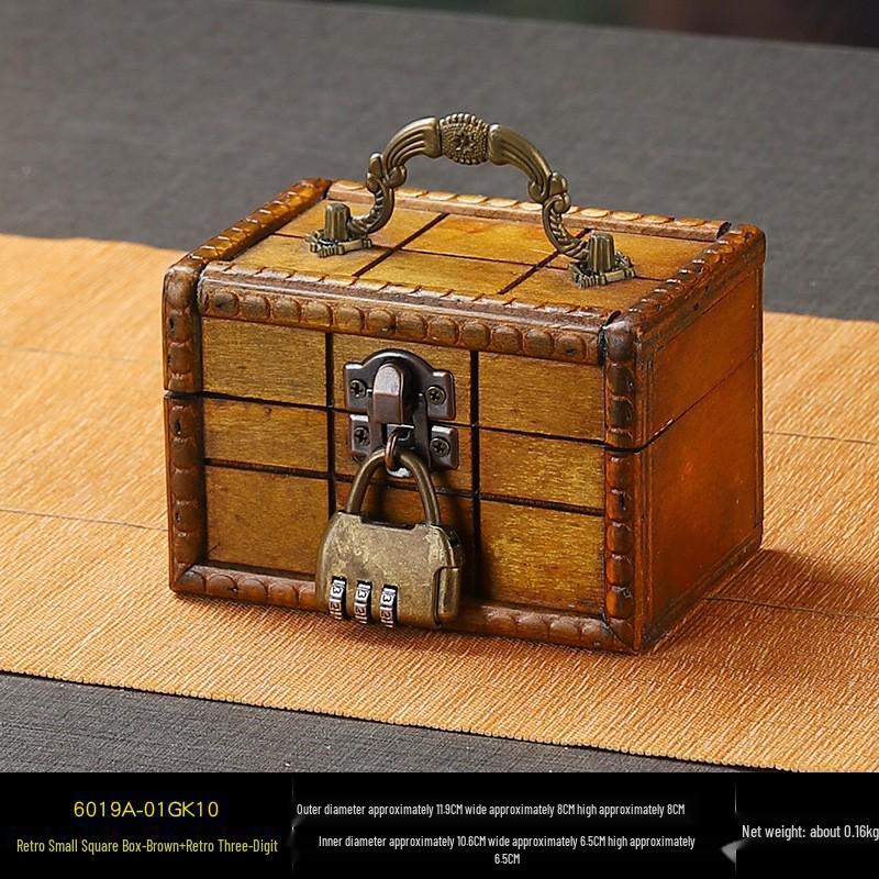 Antique-Style Wooden Treasure Chest with Lock for Escape Room & Evidence Collection