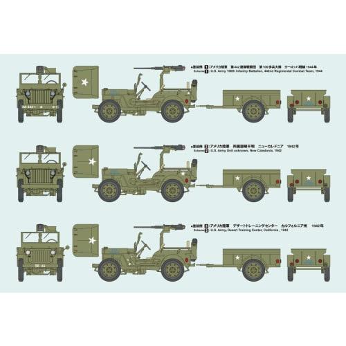 Fine Molds 1/20 Scale American 1/4-Ton 4x4 Truck (with Trailer and Machine Gun) Plastic Model 82002 (Combat Vehicle)