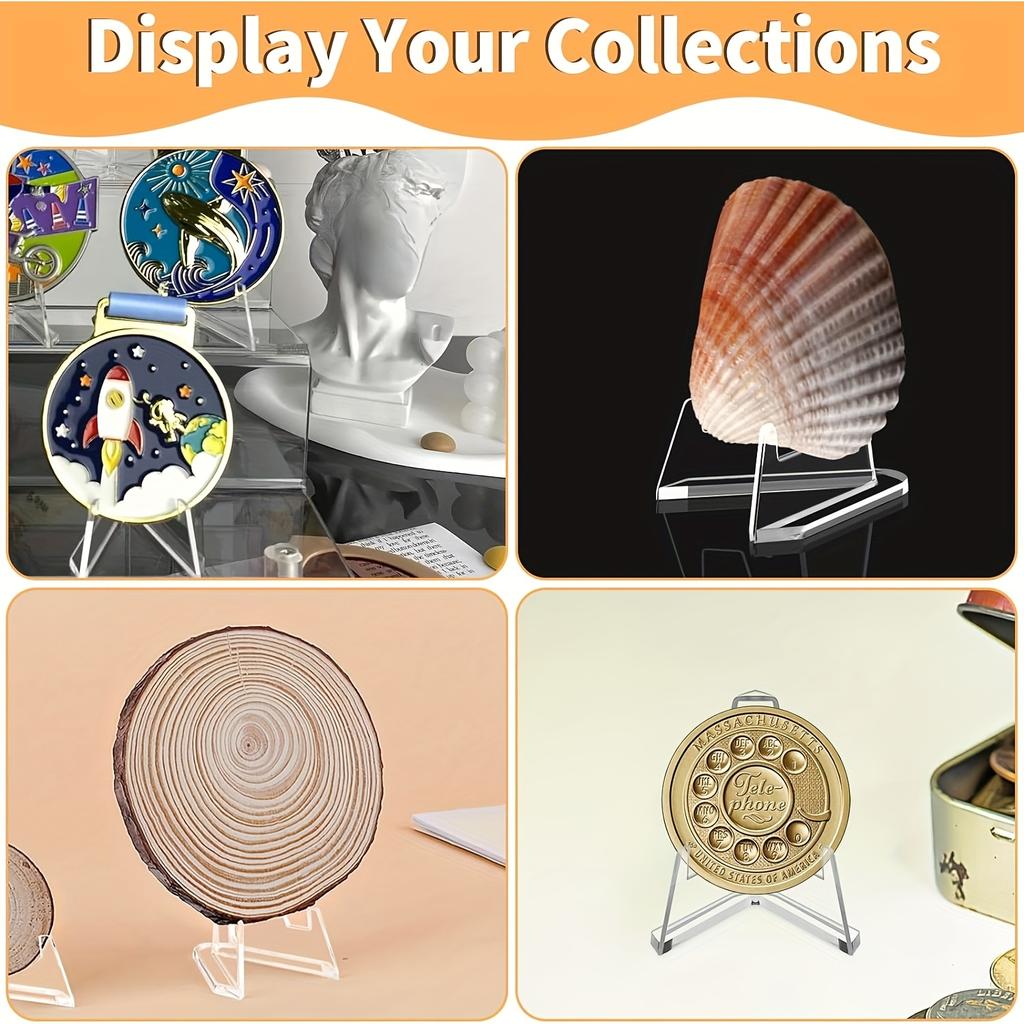 10/30pcs Transparent Acrylic Coin Display Stand Trading Card Stand Commemorative Coin Mini Stand Badge Stand Ornament