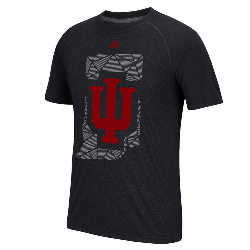 Черная геометрическая футболка с коротким рукавом Adidas Indiana Hoosiers Climalite M
