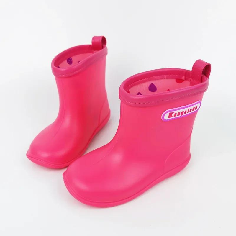 

Children Rain Shoe Waterproof Anti-slippery Soft Baby Rubber Shoe Rain Boot Kid 26 красный