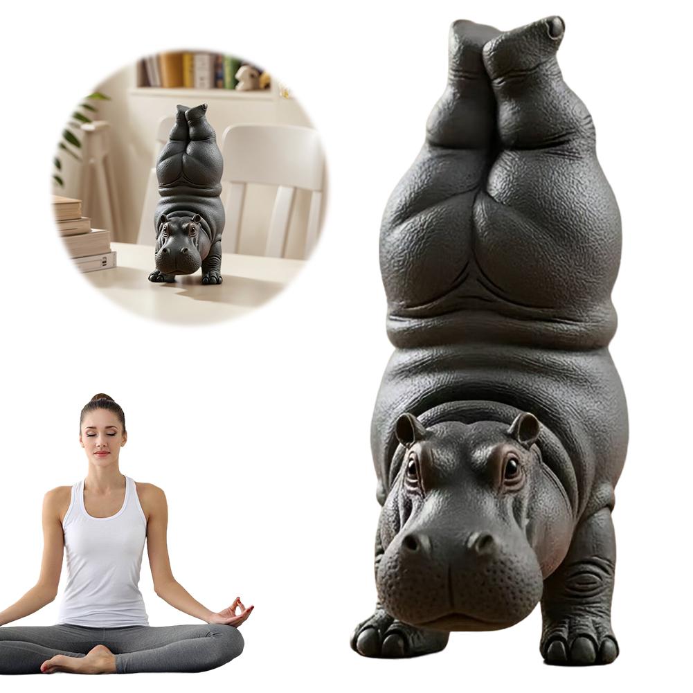 Hippo Yoga Figurine Multi-Purpose Meditation Hippopotamus Statue Creative Animal Yoga Ornament Living Room/Bedroom Decoration
