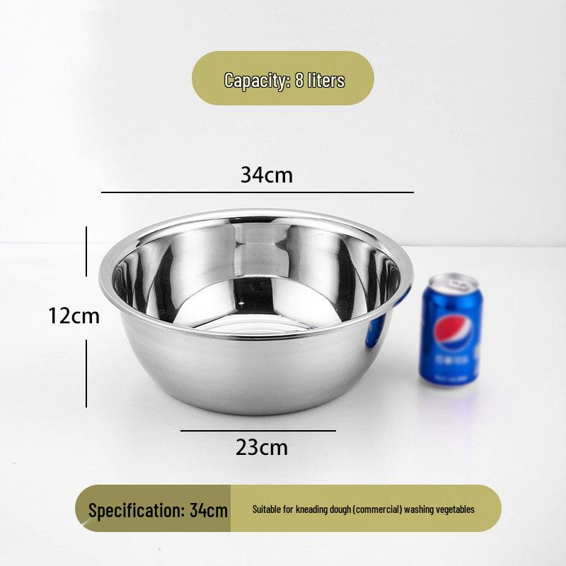 Extra Thick 304 Stainless Steel Household Deep Soup and Mixing Basin