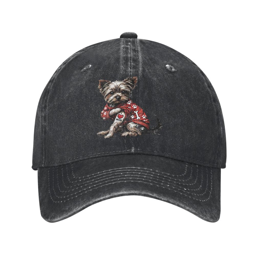 Funny Yorkshire Terrier Lover Dog Unisex Baseball Caps Distressed Denim Caps Hat Outdoor All Seasons Travel Adjustable Sun Cap