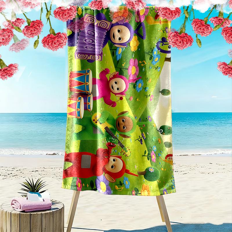 Teletubbies Print Beach Towel, Large Soft Quick Dry Towel for Beach Camping Swimming