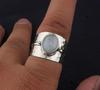 Solid 925 Sterling Silver Moonstone Gemstone Spinner Band Dainty Ring Hammered Ring Jewelry