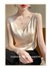 2023 Summer Women's V-Neck Silk Satin Camisole with Draped Silhouette