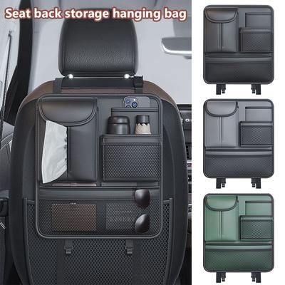 Hochwertiger Auto-Organizer aus Leder, Aufbewahrungstasche für die Sitzlehne, Getränkehalter/Doppelseitige Hängetasche mit mehreren Taschen für den Auto-Mittelsitz