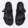 2026 Women's Sandals Metal Buckle Flat Sandals Woman Black Flat Slingback Shoes Female Summer Straps Round Toe Shoes