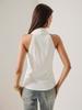 Satin V-neck Fitted Sleeveless Tie-Front Blouse for Women Elegant French-Style Off-the-Shoulder Waist-Cinched Summer Top for The Office