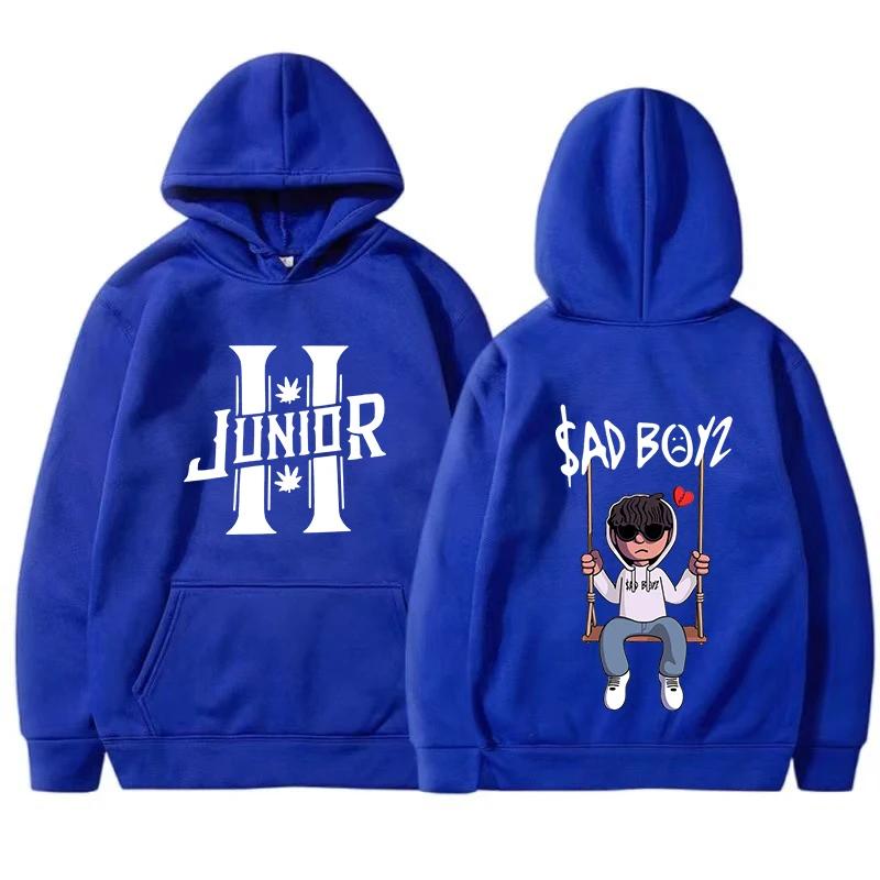 Interesting boy swinging logo printed hoodie