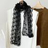 Retro Embroidered Flower Lace Scarf Breathable Mesh Lightweight Female Headscarf Long Sunscreen Shawl Women