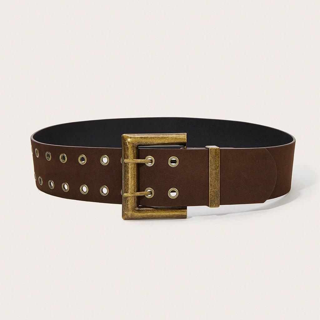 Gothic Punk Rivet Belt With Alloy Pin Buckle For Casual Streetwear коричневый