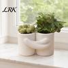 Vaso per Atmosfera Curativa Design Abbraccio Fioriera, Texture Bianca Opaca Stampata 3D Doppia Vasca Minimalista Fioriera per Piante, Stile Nordico Piccolo Verde