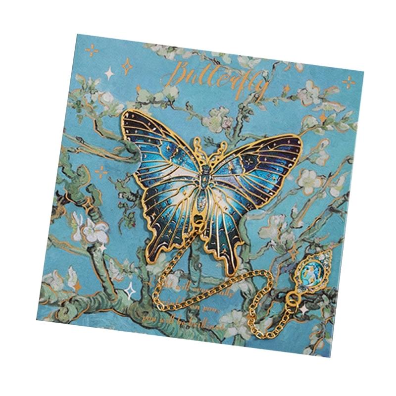 Engraved Butterfly Bookmarks with Pendant Butterfly Metal Bookmarks for Teacher Book Lover Adult Reading Accessories