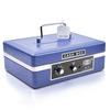 Indian Factory Metal Cash Box with Combination Lock, Money and Coin Organizer for Shop, Office and Home, Blue, 14.5D X 20W X 7H Centimeters