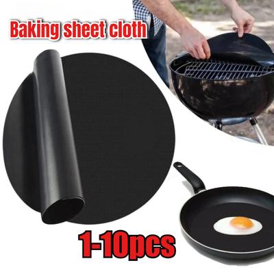 Non-stick BBQ Grill Mats Heat Resistant Grilling Pad Reusable Round Grill Mat Grillmatte Barbecue Accessories Kitchen