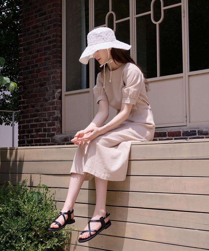 Bye Bye Seop Linen Puff Long Dress Beige [T42]
