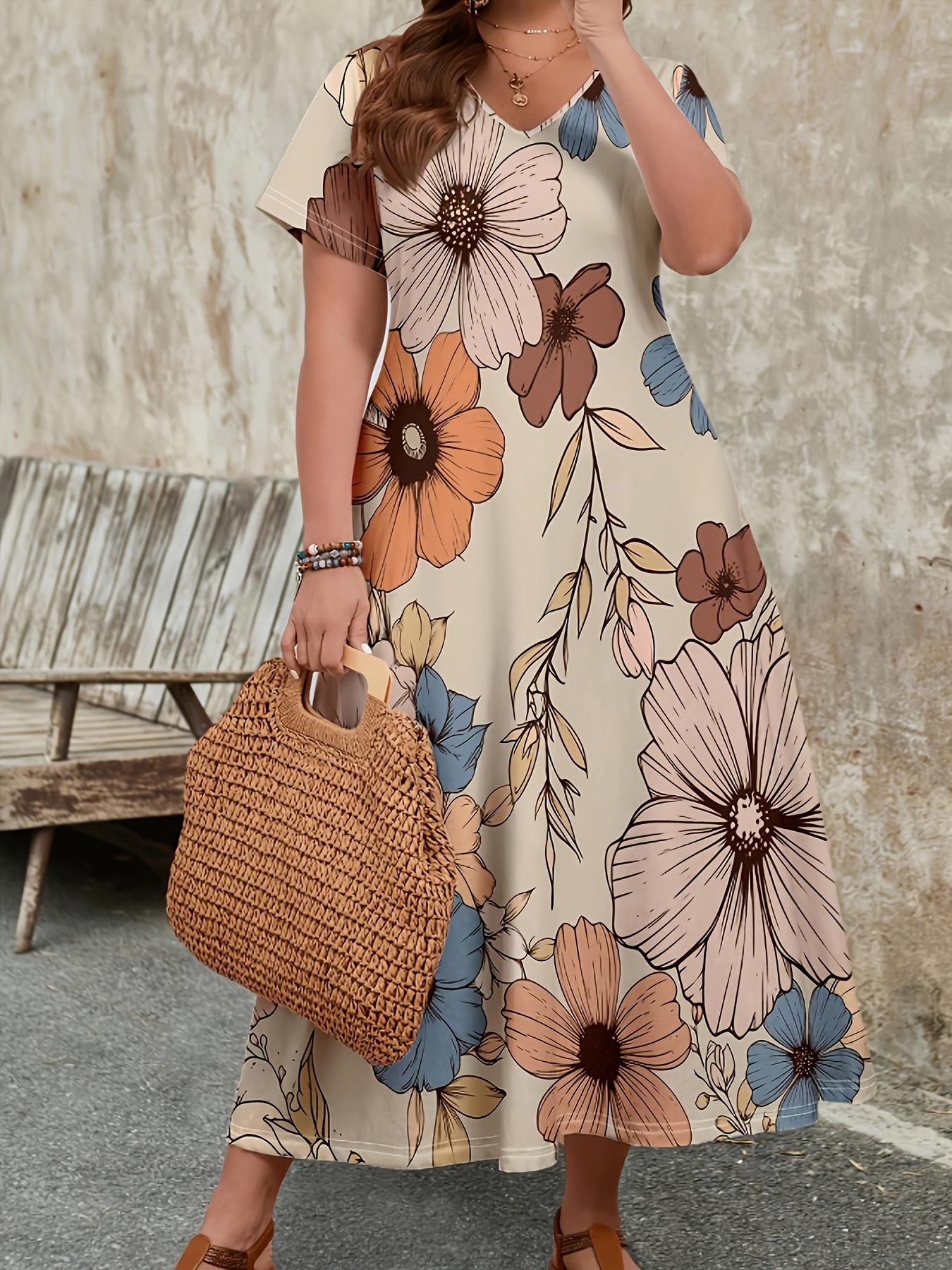 European Station New summer pleated V-neck splicing dress pleated skirt European and American large-size women s clothing 1XL