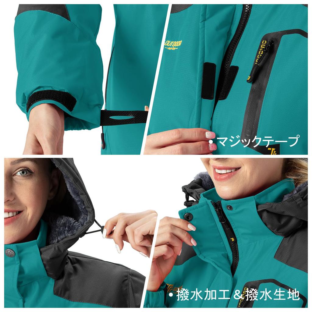 YSENTO Fleece Outdoor Jacket for and Warm and Removable Windproof and Brushed 01 XL Women's Jacket, Hiking, Skiing, More, Hood, Water-Repellent,