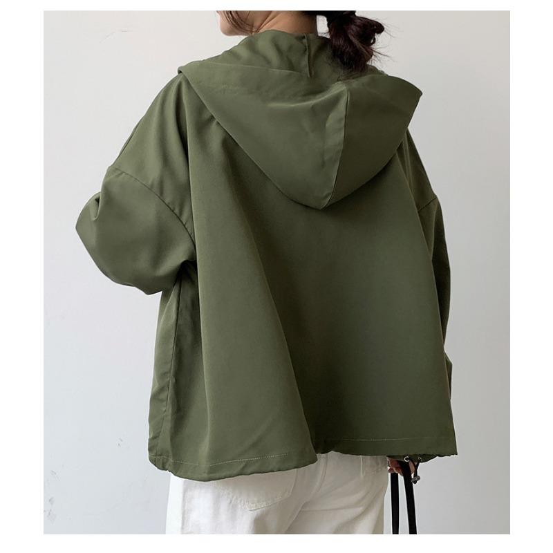 Autumn Winter Loose Casual Solid Color Hooded Coat Women Simple All-match Cardigan Jacket Female Zipper Top