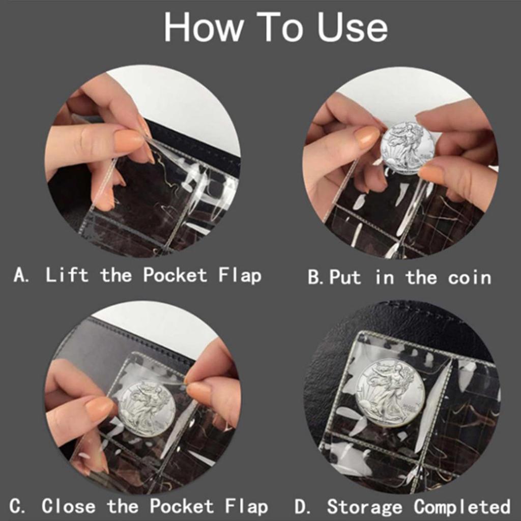 10PCS Sheet Coin Wallets  Holders Storage Collection Pages Clear Coin Collection Booklet Loose Leaf Storage Box