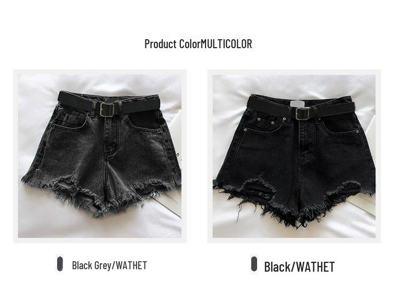 Damen High-Waist zerrissene Jeans-Shorts - Sommerlich lässig A-Linie, ausgefranster Saum, Bauchkaschierend, Schlankmachender Wide-Leg Stil