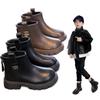 Girls boots 2025 new autumn and winter foreign style Martin boots little girl fashion leather boots children's velvet short boots