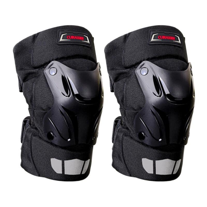 Motorcycle Knee Pads Off-Road Riding Warm Thermal Protection With Quick-Release Buckle Velvet-Lined Sponge Padding K01 Black