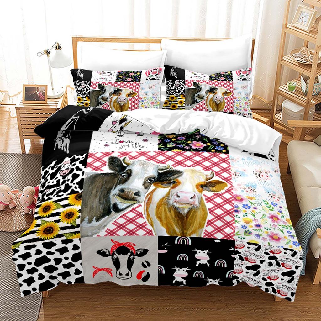 3D Yak Bedding Set King Queen Down Duvet Cover Pillowcase 2/3pcs Animal Bed Cover Soft Quick Drying Home Textile Gift