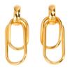 Stainless Steel Metal Double Oval Drop Earrings for Women Fashion Gold Silver Color U Shaped Geometric Earrings Jewelry Gifts
