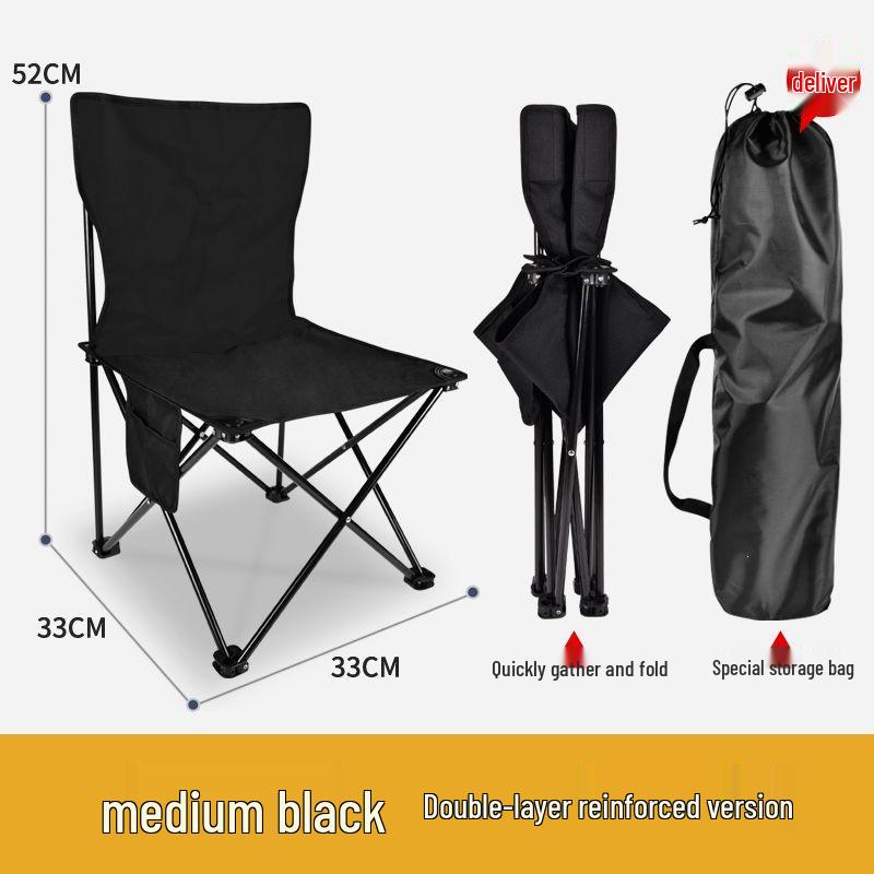 Portable Extra Thick Folding Camping Chair with Backrest for Outdoor Use