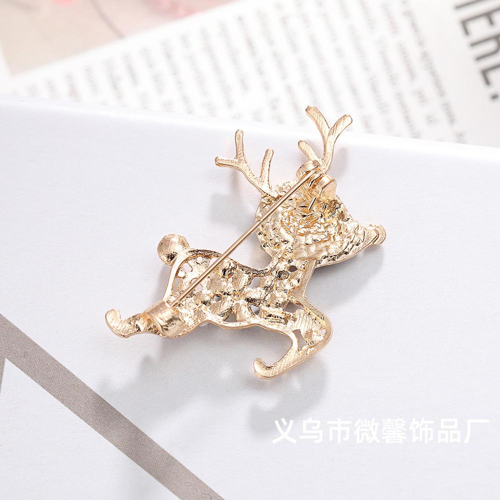 Deer Brooch Cute Diamond-encrusted Holiday Niche Design Corsage Decorative Accessories Coat Sweater Pin