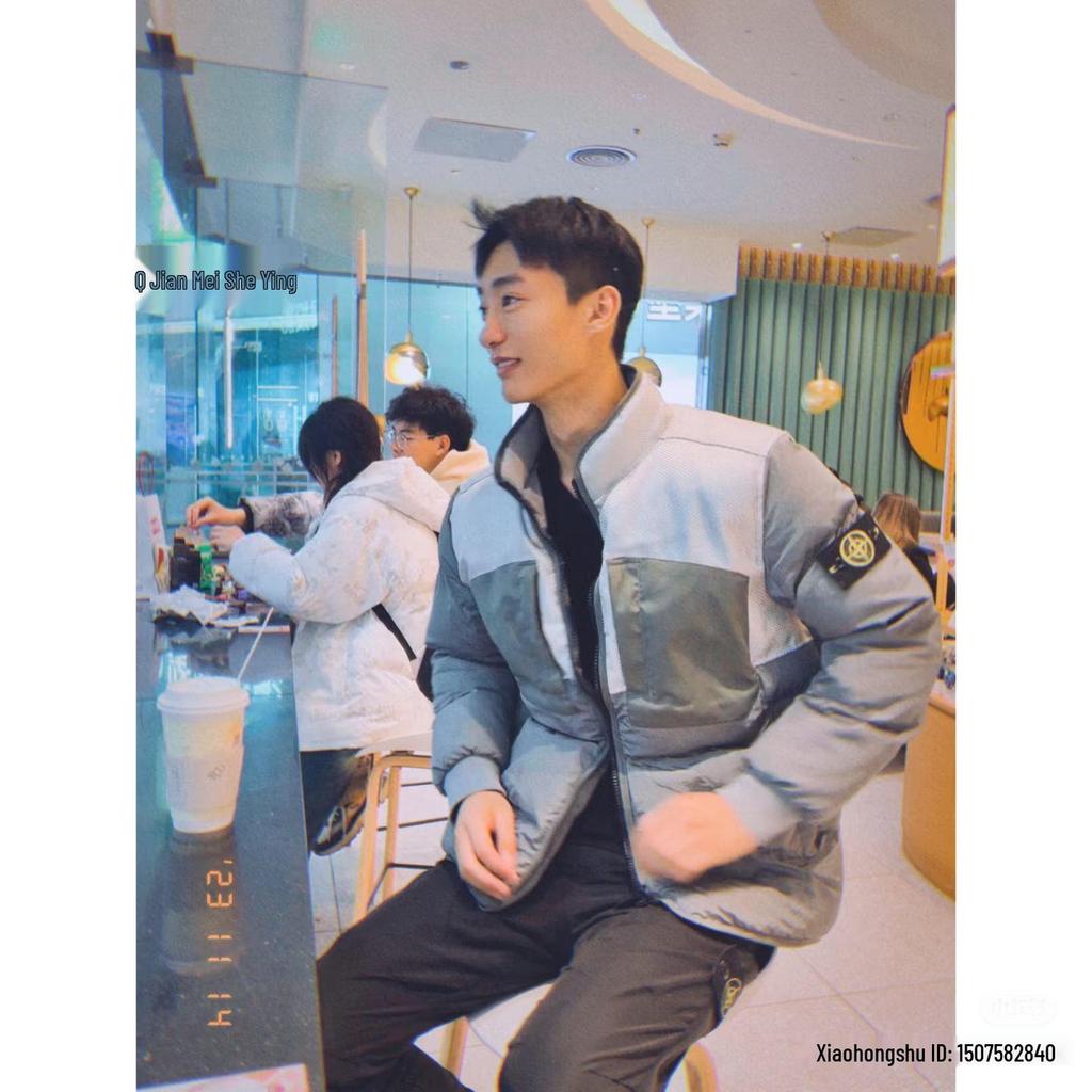 Trendige Metallisches Nylon Verdickte Baumwolle Herren Brotmantel - Reißverschluss, Lockere Passform, Vielseitig, Warm