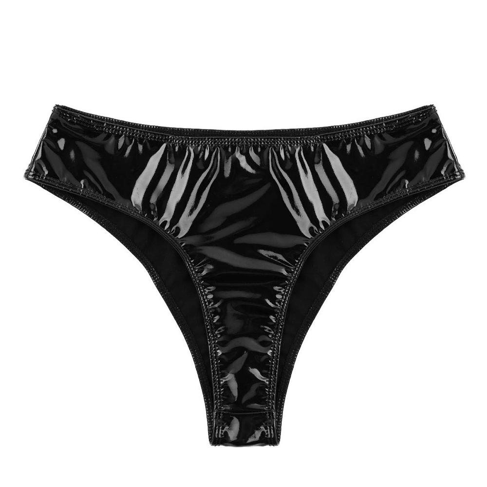 3pcs/set Women's Fashion Sexy Leather Bodysuit Zipper Lingerie Set with Plaid Skirt