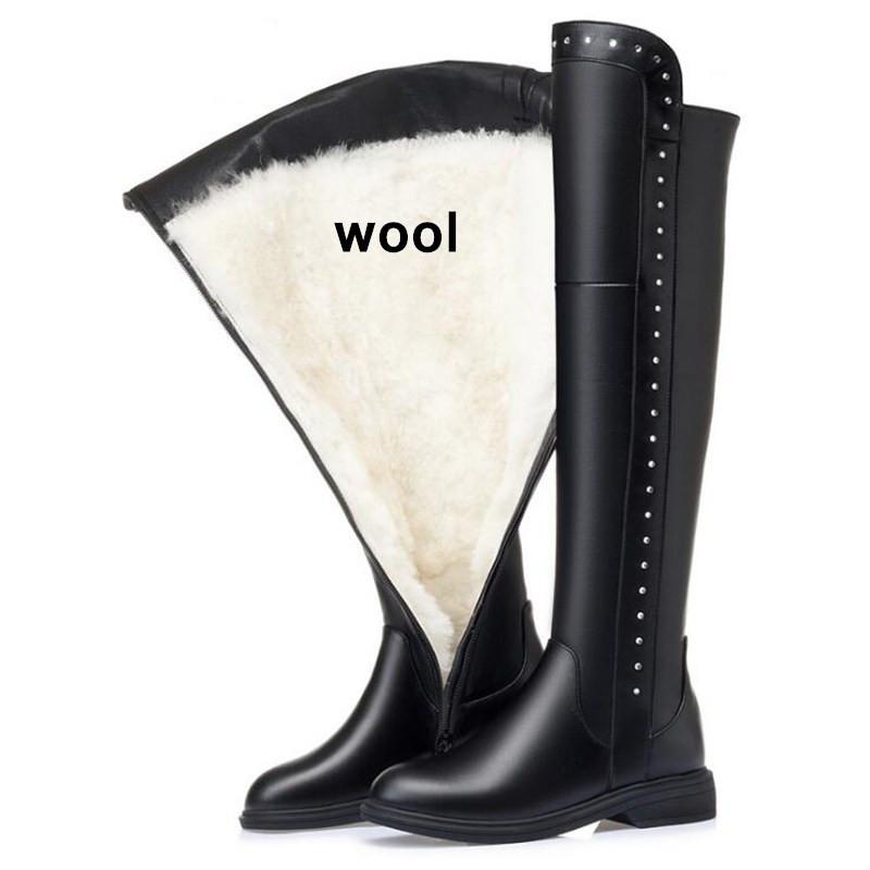 Fashion AIYUQI Womens Knee High Boots Winter 2025 New Genuine Leather Women Thigh High Boots Plus Size Wool Warm Women's High Boots