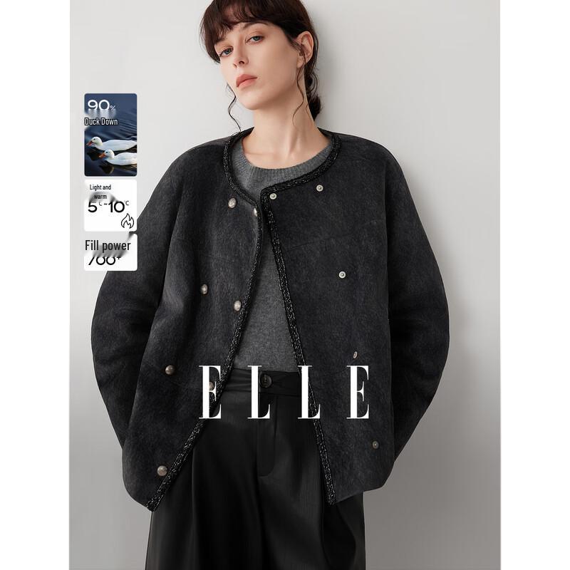 ELLE Women s Grey 90 Duck Down Short Jacket M