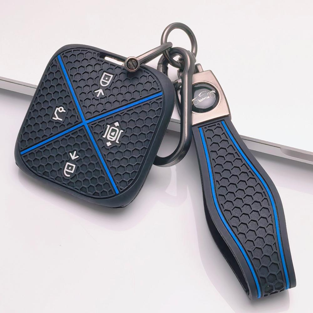 Anti Slip Car Key Protector for Zeekr Zeekr 001 Zeekr 009 Zeekr X Zeekr 007 with Keychain Honeycomb Texture Wear Resistant Car Remote Key Sleeve