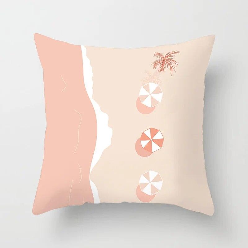 45x45cm New Geometric Abstract Flower Leaf Cushion Cover Desert Sunrise Cactus Pillow  Living Room Sofa Car Home Decoration