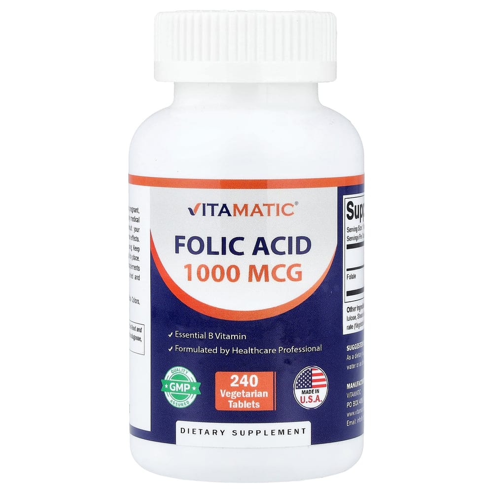iHerb Folic Acid 1000mcg Vegetarian Tablets, 240 Count