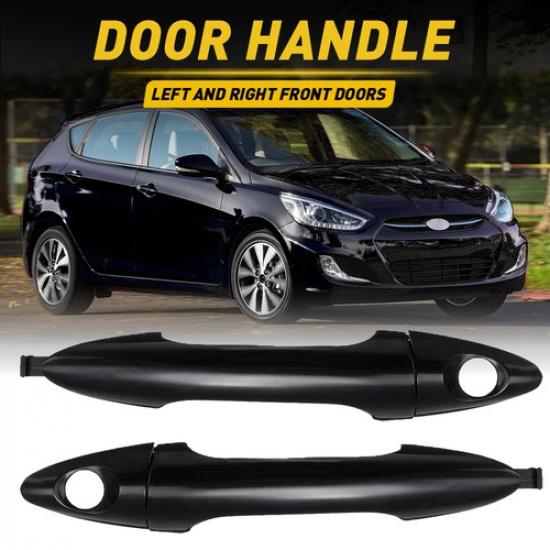 Front Outside Door Handle Set Black For Hyundai Accent Primed 2006-2011 DS545
