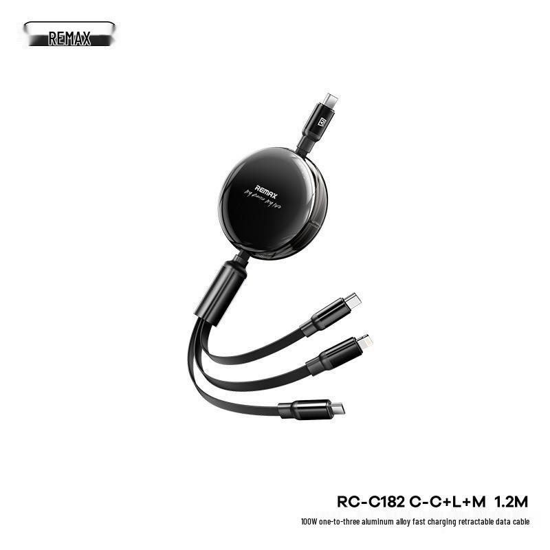 Remax RuiLiang 100W Aluminum Alloy Three-in-One Fast Charging Retractable USB Cable