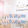 Almond-shaped Simple Wave Blue White French Spring And Summer New Product Fresh And Pure Wearable Nail Art Piece W12