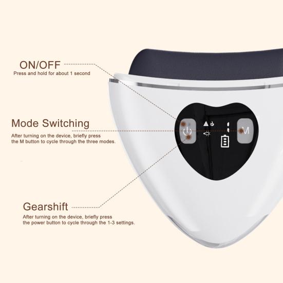 Masážní přístroj na obličej s vibračními a hřejivými funkcemi Ergonomický design Kompaktní Přenosný Bezdrátový masážní přístroj proti stárnutí