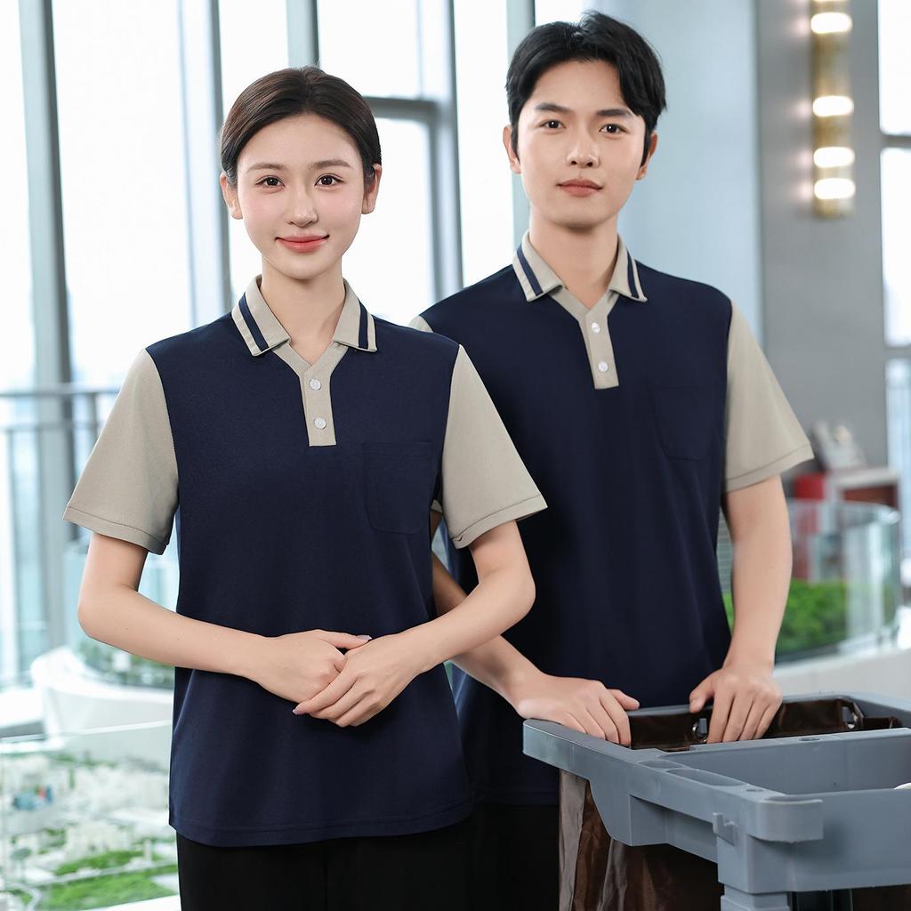 Summer Short Sleeve Polo Shirt for Property Management Cleaning Staff