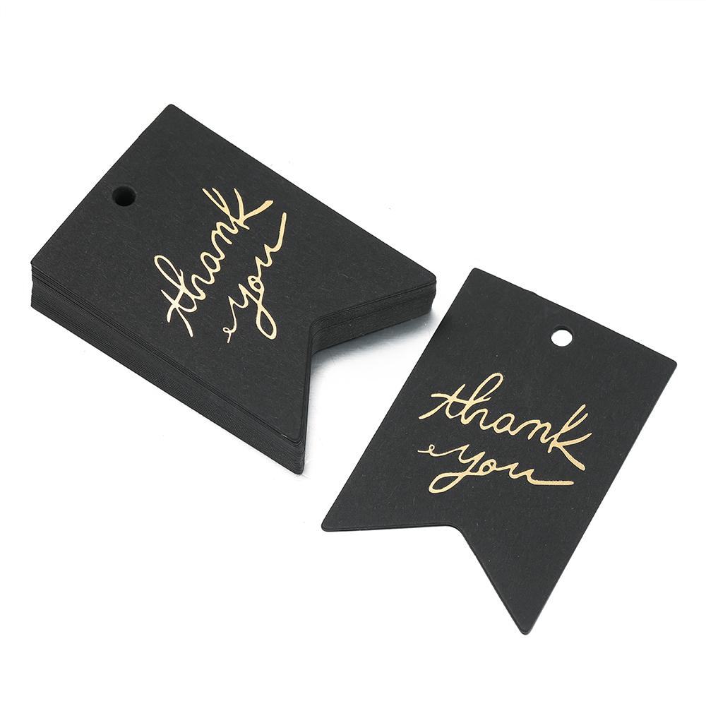 

50pcs/Lot Stamping Thank You Paper Card Tags Jewelry Hang Tag Black White Paper Cards Jewelry Accessories Price Label Wholesale