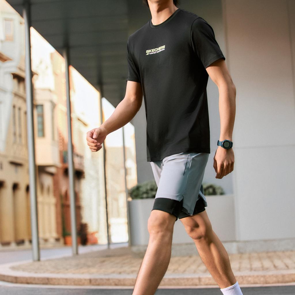 Skechers Basic Sports Series Solid Color Round Neck Short Sleeve T-Shirt Men Tops P226M111-0018