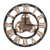 3D Rustic Handmade Wall Clock Gear Wooden Vintage Decor for Living Room Office Bar 30cm Gold